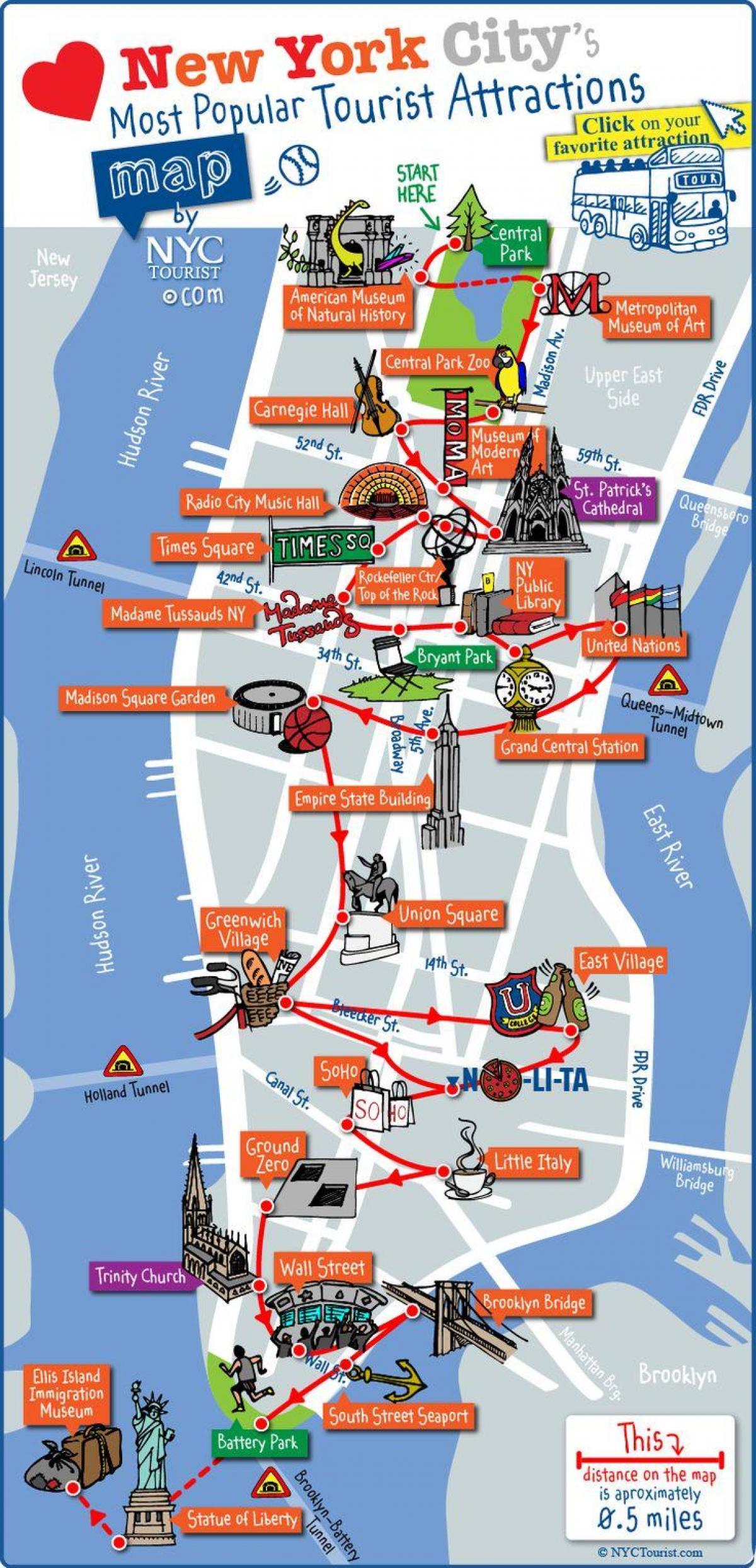 midtown Менхетен атракции на мапата