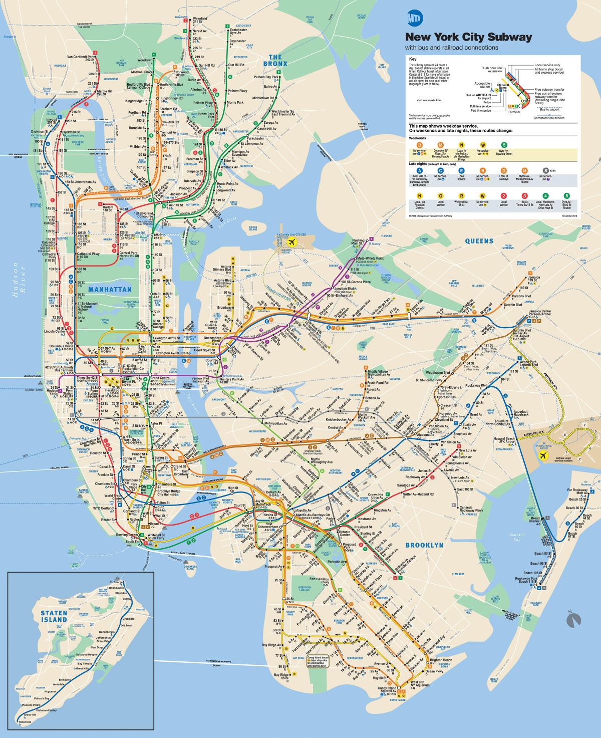 Њујорк, Менхетн метрото мапа