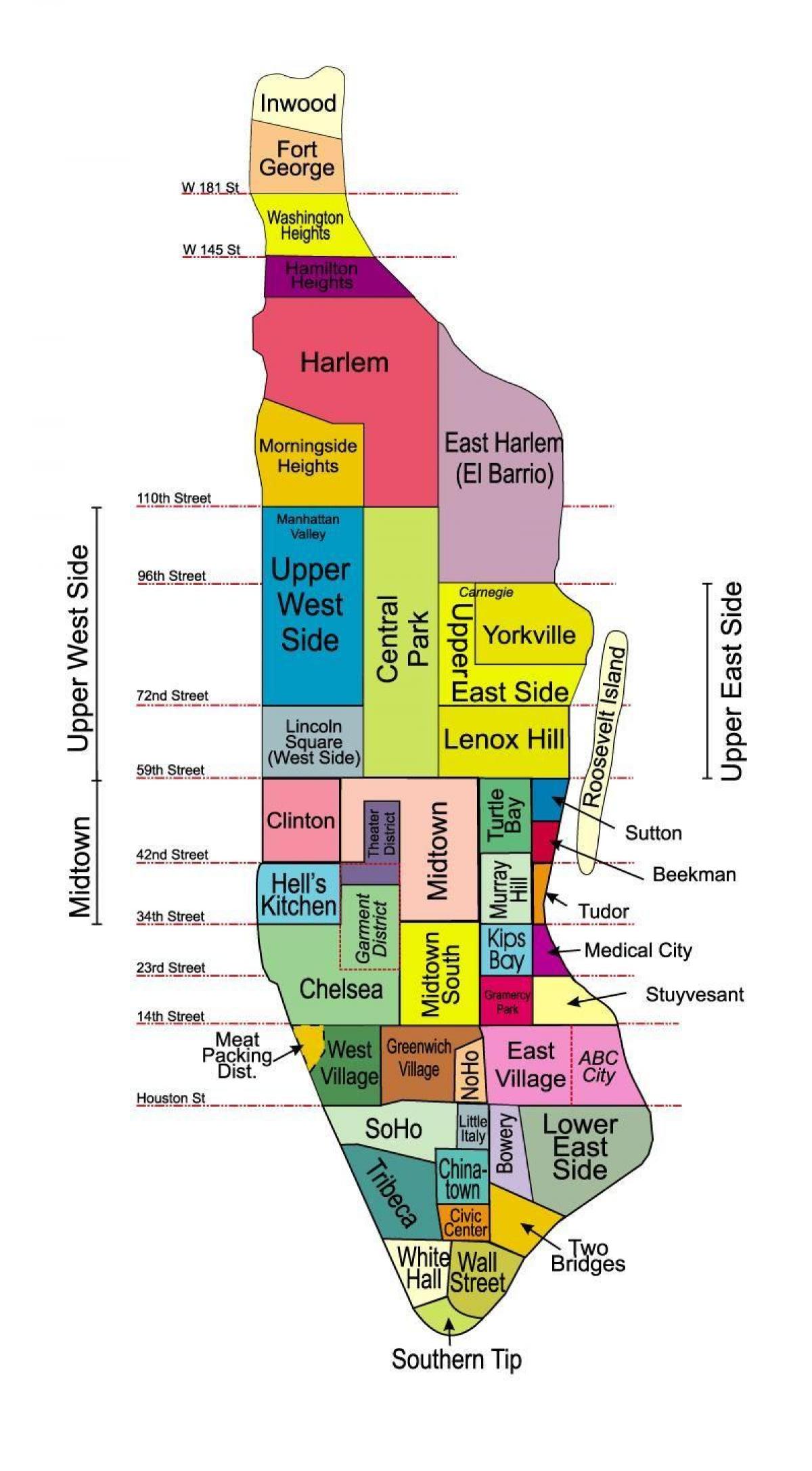 окрузи во Менхетен мапа
