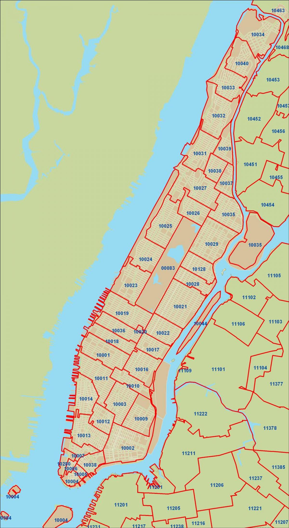 ЊУЈОРК поштенски код мапата Менхетен