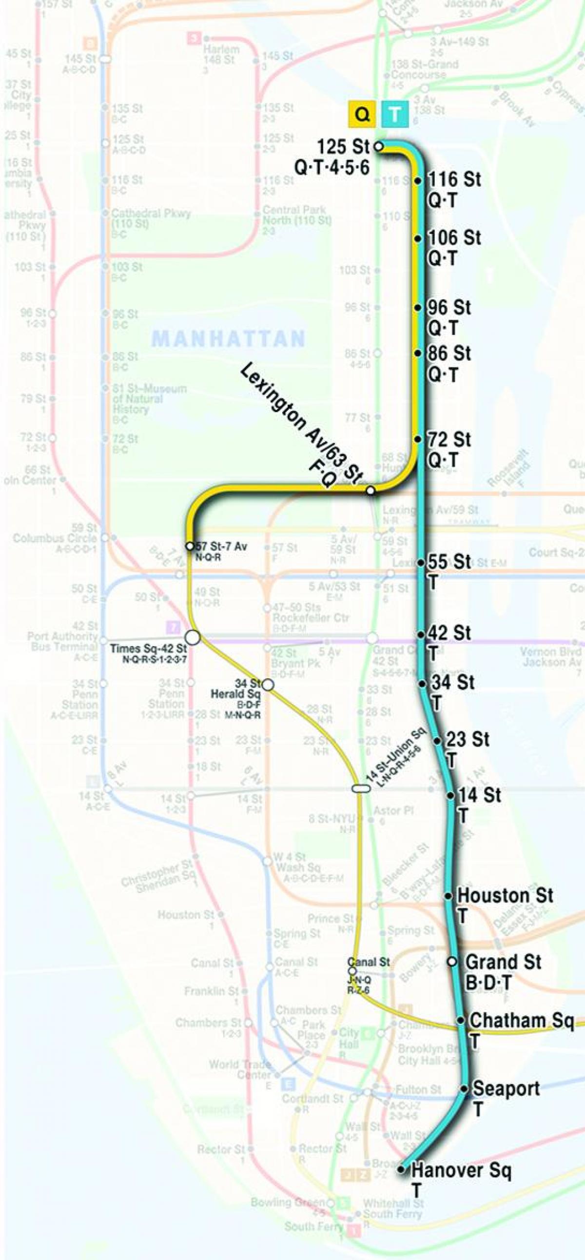 карта на вториот авенија метрото