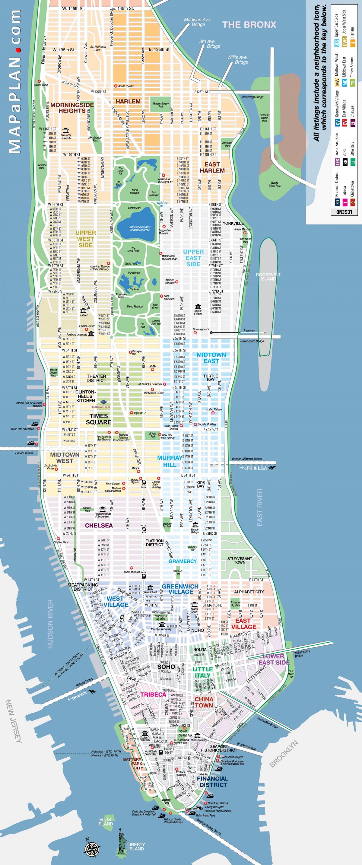 бесплатни некој мапата на ЊУЈОРК, Менхетн
