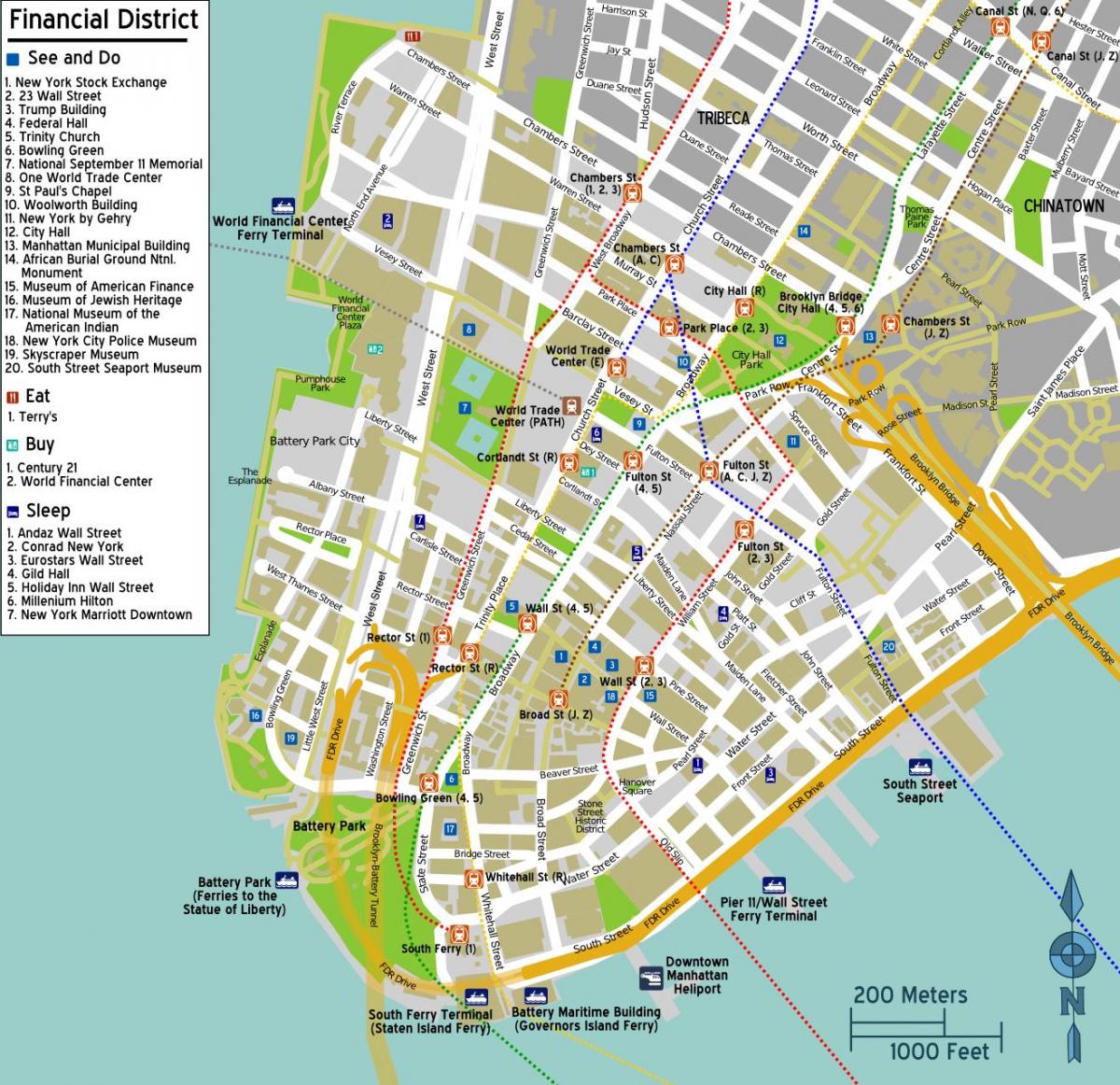 карта на центарот на Менхетен