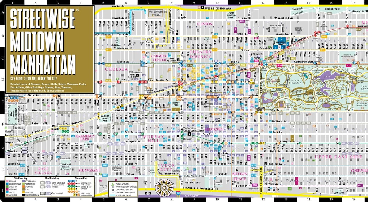 карта на midtown ЊУЈОРК, Менхетн