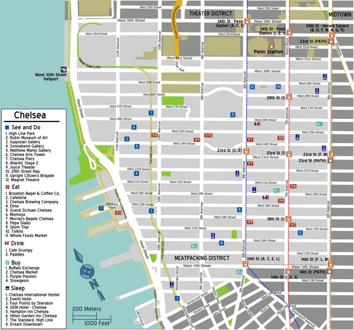карта на Chelsea Менхетен