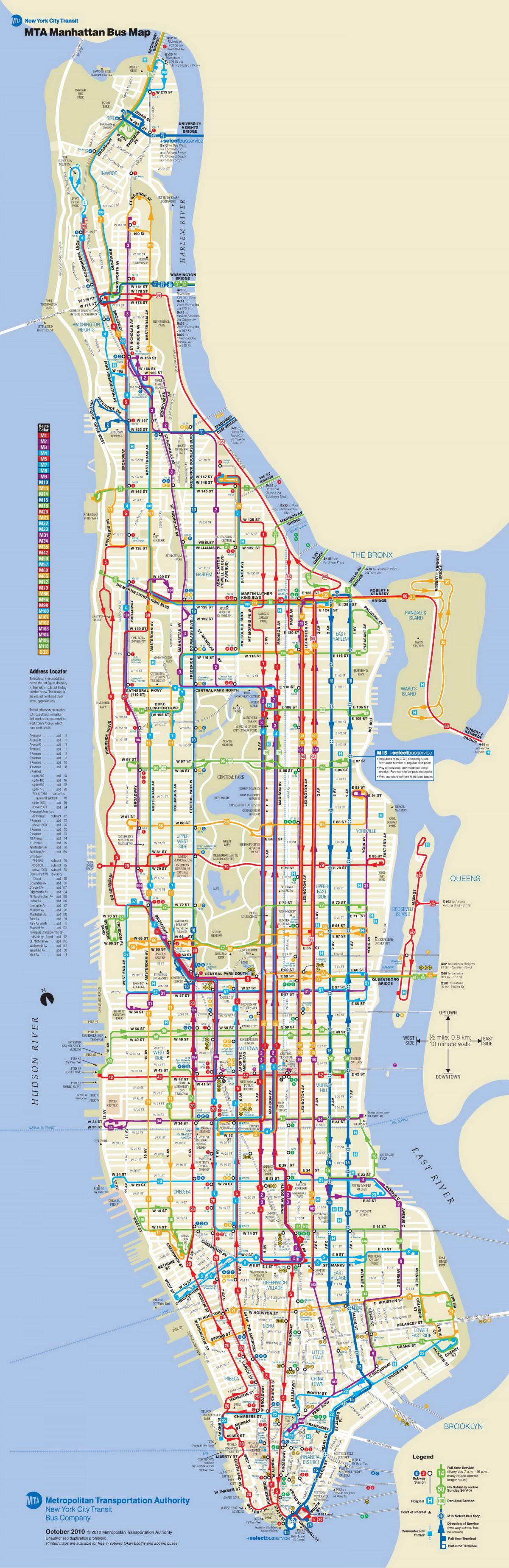 ЊУЈОРК автобуска карта Менхетен