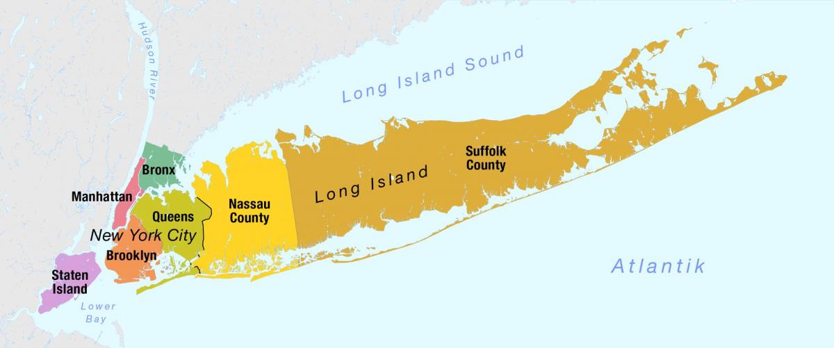 карта на Њујорк, Менхетн и долго остров