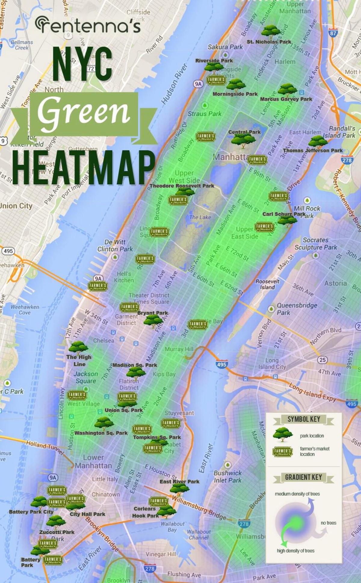 карта на Менхетен паркови