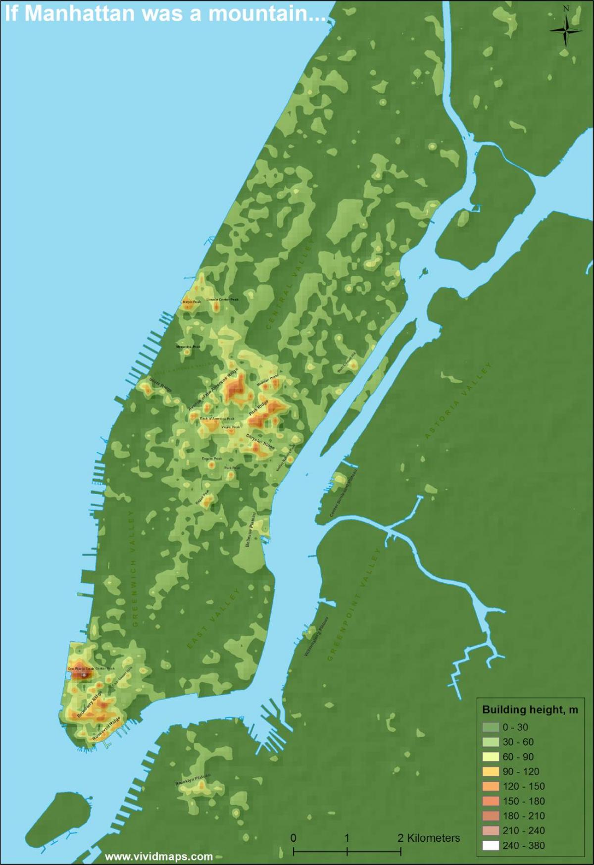 карта на Менхетен топографски