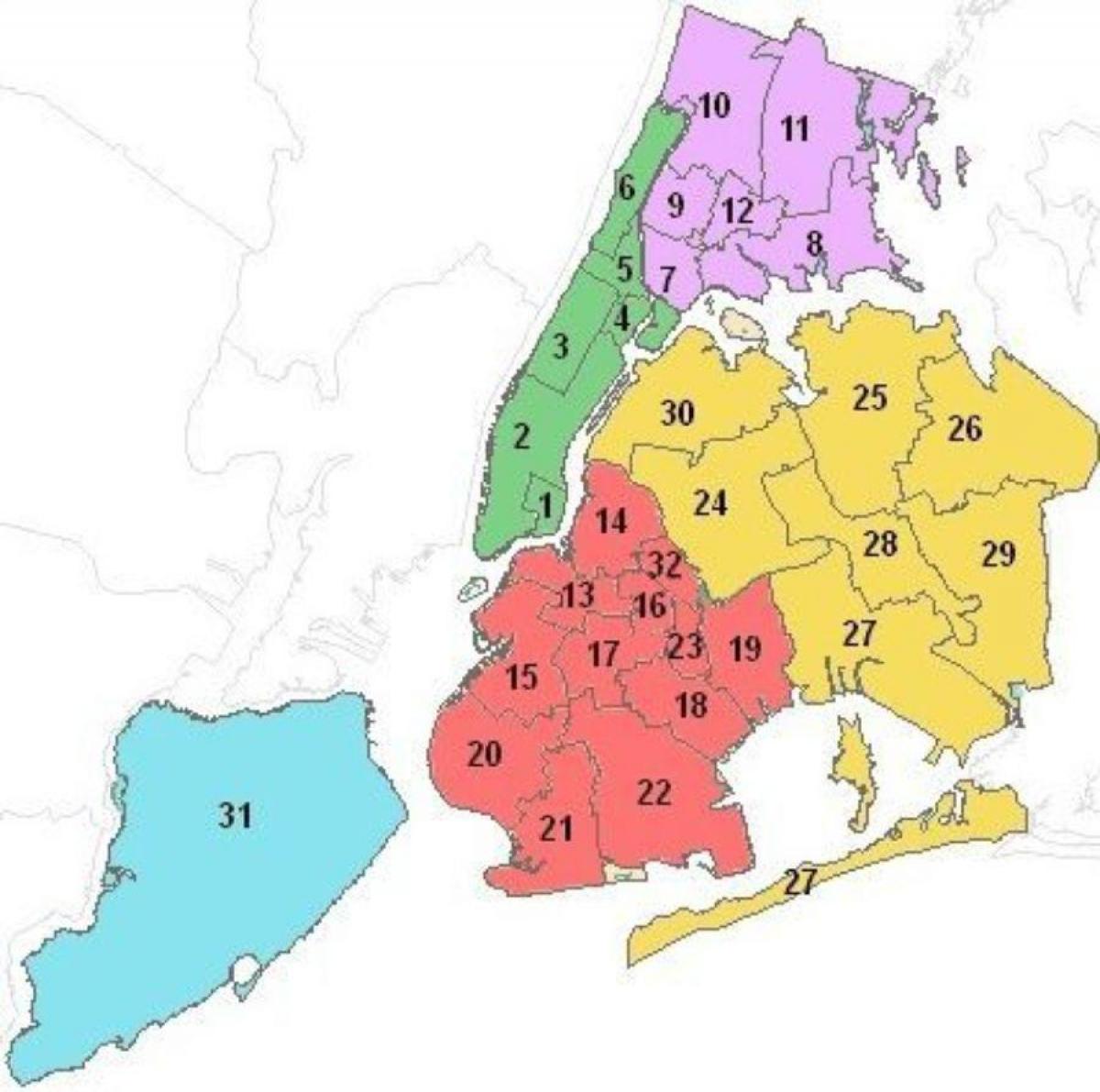 карта на Менхетен училишни окрузи