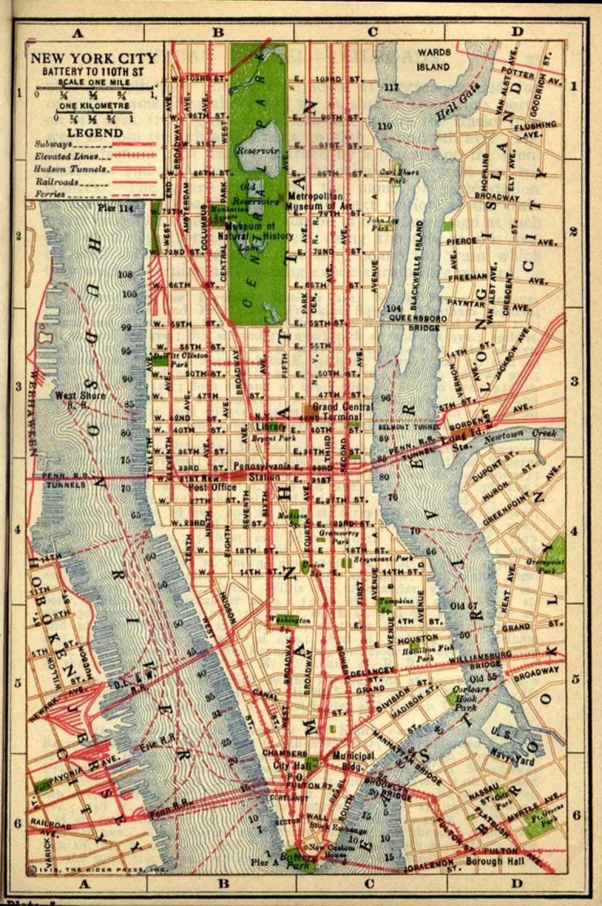 мапата на стариот Менхетен