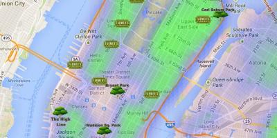 Карта на Менхетен паркови