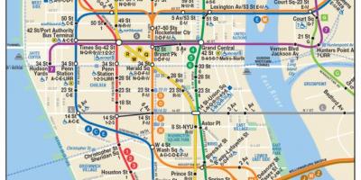 Карта на долен Менхетен метрото