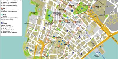 Карта на долен Менхетен со улични имиња